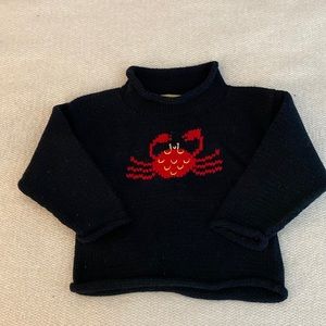 Navy blue cotton crab sweater sz 24mos.